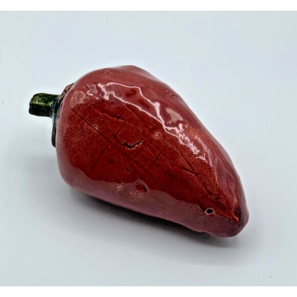 Vintage Italian Art Pottery Red Pepper 6" Majolica Vegetables Hand Painted - Picture 2 of 13